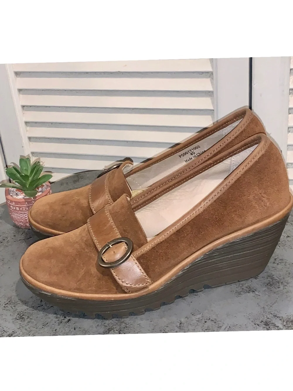 Fly London YOND771FLY Loafers Suede Brown women’s size 40